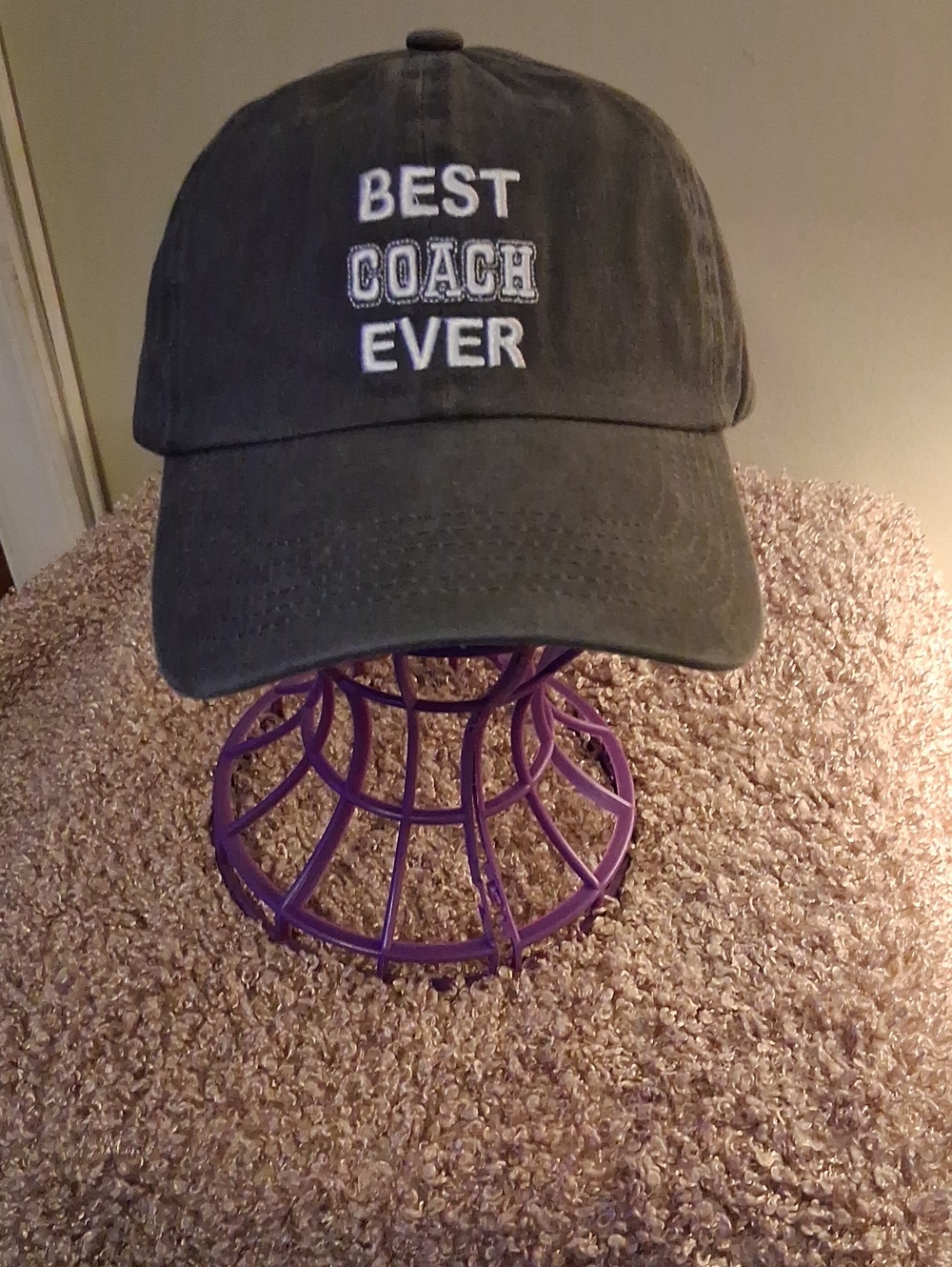 Best Coach Ever Embroidered Baseball Cap - Green